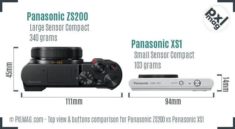 Panasonic ZS200 vs Panasonic XS1 top view buttons comparison