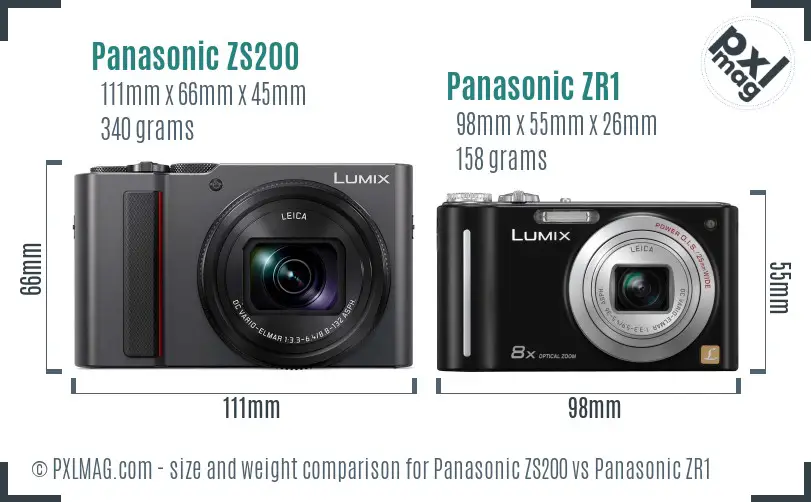 Panasonic ZS200 vs Panasonic ZR1 size comparison