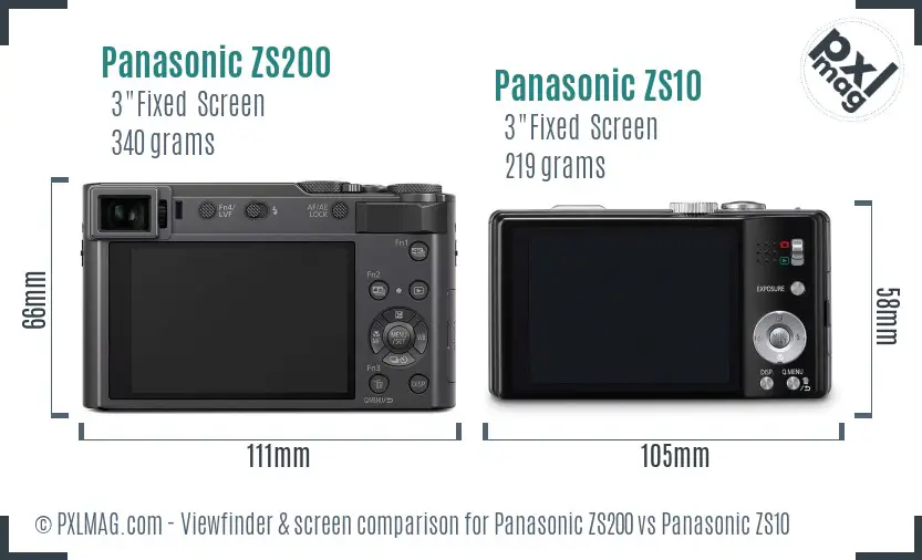 Panasonic ZS200 vs Panasonic ZS10 Screen and Viewfinder comparison