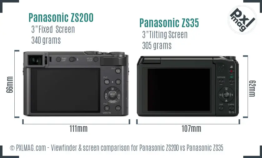 Panasonic ZS200 vs Panasonic ZS35 Screen and Viewfinder comparison