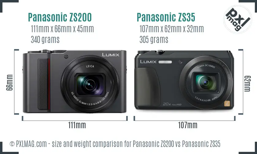 Panasonic ZS200 vs Panasonic ZS35 size comparison