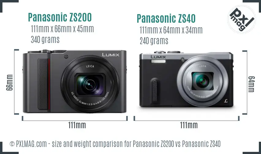 Panasonic ZS200 vs Panasonic ZS40 size comparison