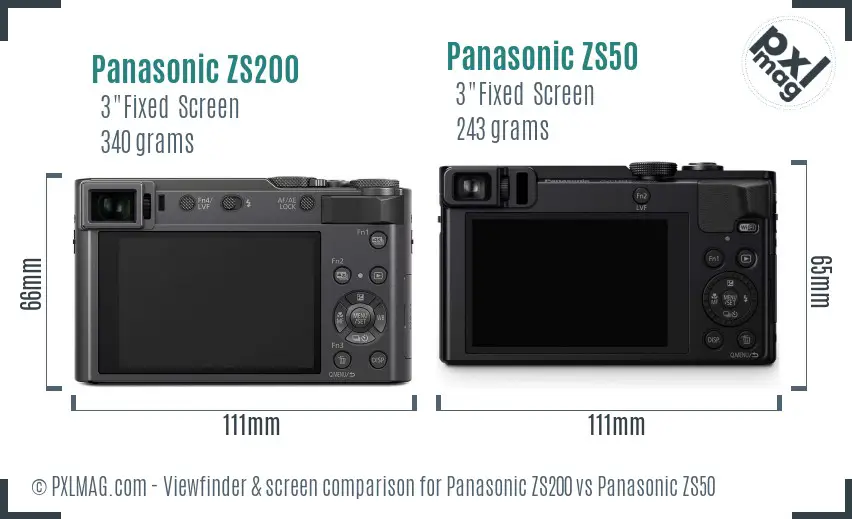 Panasonic ZS200 vs Panasonic ZS50 Screen and Viewfinder comparison
