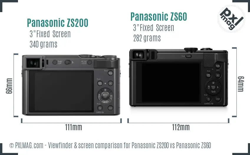 Panasonic ZS200 vs Panasonic ZS60 Screen and Viewfinder comparison