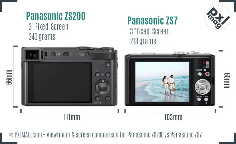 Panasonic ZS200 vs Panasonic ZS7 Screen and Viewfinder comparison