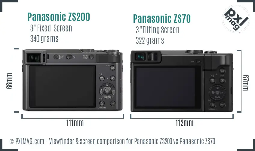 Panasonic ZS200 vs Panasonic ZS70 Screen and Viewfinder comparison