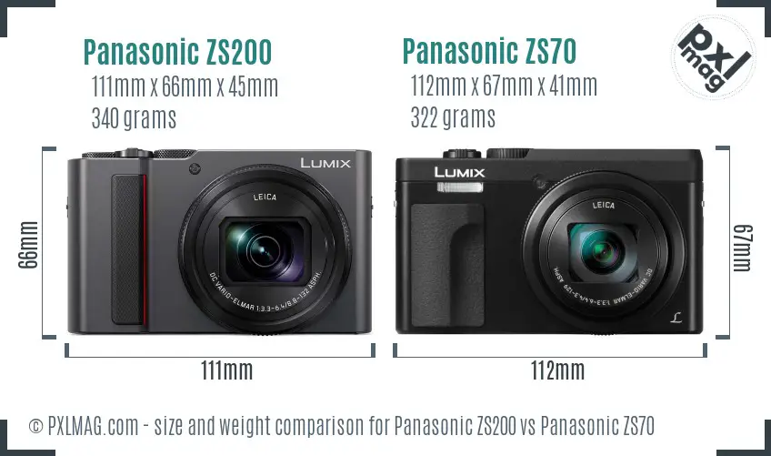 Panasonic ZS200 vs Panasonic ZS70 size comparison