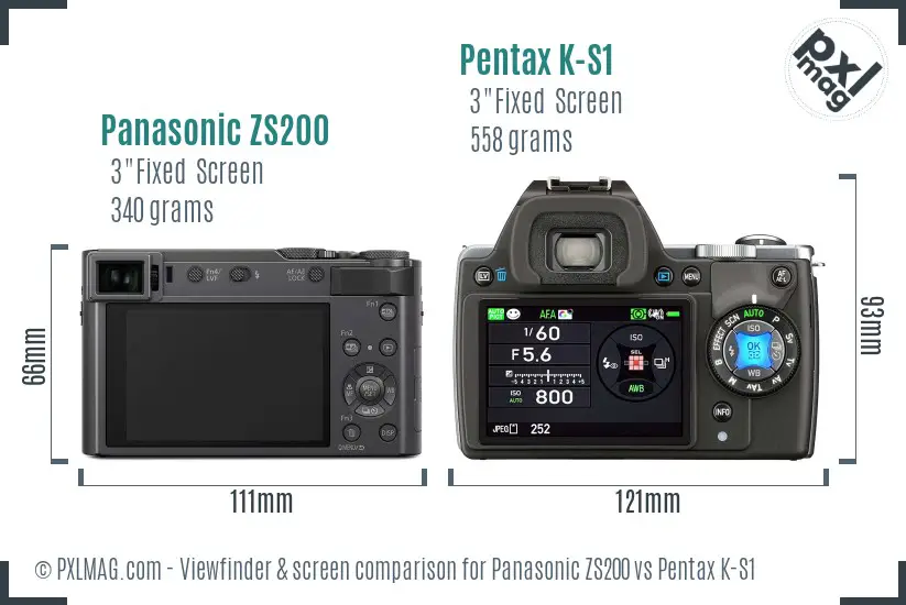 Panasonic ZS200 vs Pentax K-S1 Screen and Viewfinder comparison