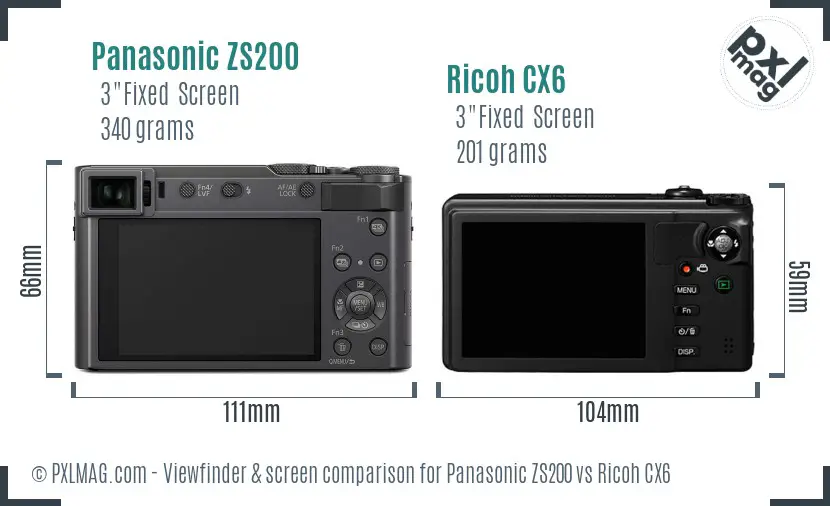 Panasonic ZS200 vs Ricoh CX6 Screen and Viewfinder comparison Panasonic ZS200 vs Ricoh CX6 Screen and Viewfinder comparison
