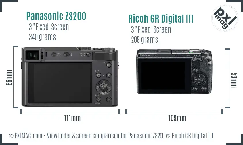 Panasonic ZS200 vs Ricoh GR Digital III Screen and Viewfinder comparison Panasonic ZS200 vs Ricoh GR Digital III Screen and Viewfinder comparison