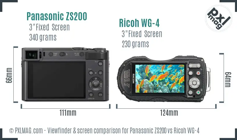 Panasonic ZS200 vs Ricoh WG-4 Screen and Viewfinder comparison Panasonic ZS200 vs Ricoh WG-4 Screen and Viewfinder comparison