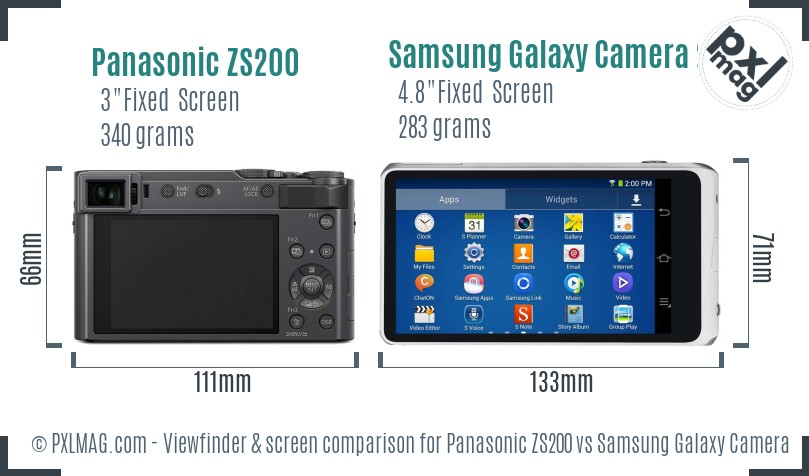 Panasonic ZS200 vs Samsung Galaxy Camera 2 Screen and Viewfinder comparison