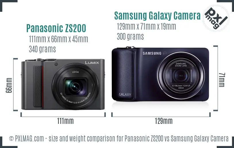 Panasonic ZS200 vs Samsung Galaxy Camera size comparison