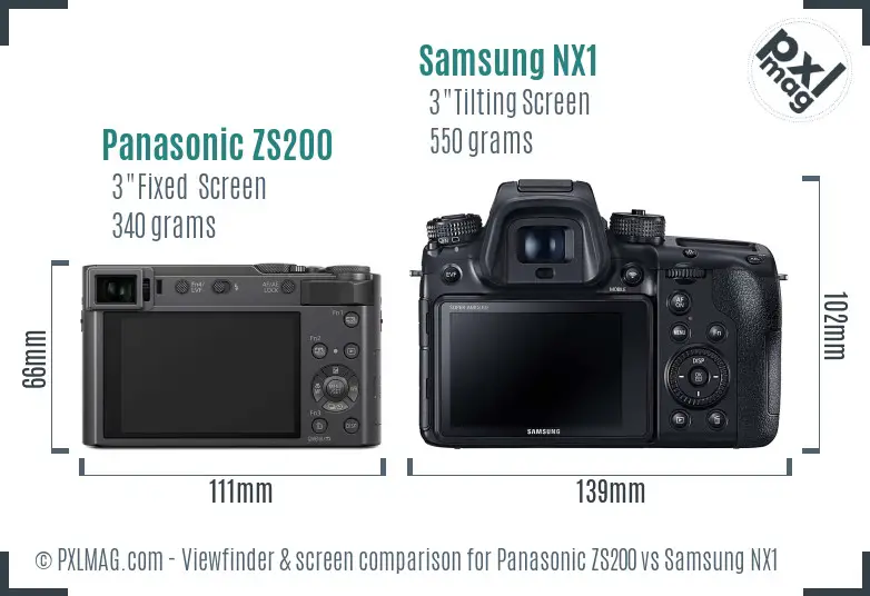 Panasonic ZS200 vs Samsung NX1 Screen and Viewfinder comparison