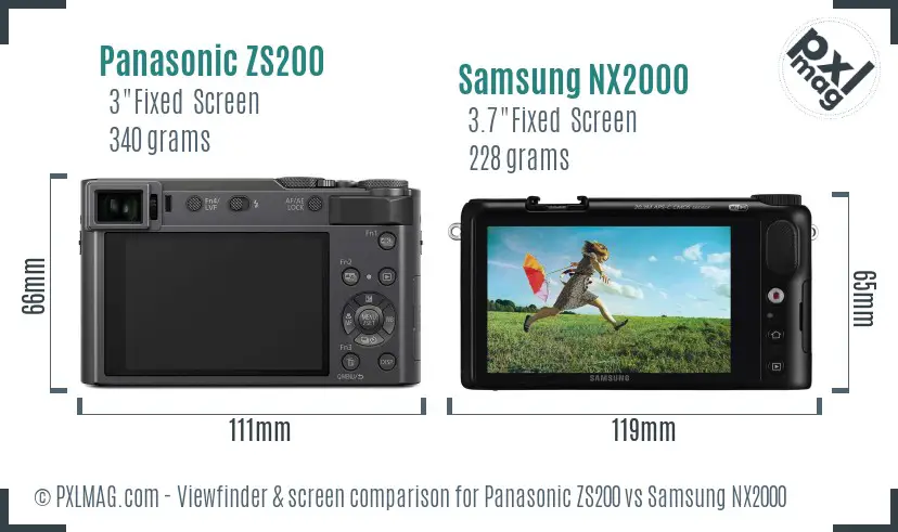 Panasonic ZS200 vs Samsung NX2000 Screen and Viewfinder comparison Panasonic ZS200 vs Samsung NX2000 Screen and Viewfinder comparison