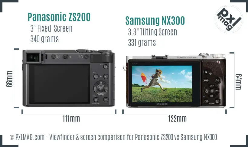 Panasonic ZS200 vs Samsung NX300 Screen and Viewfinder comparison