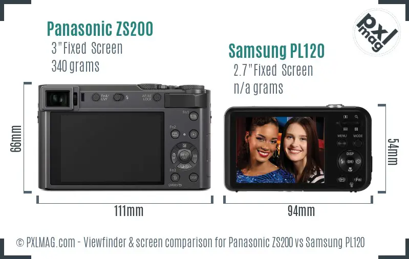 Panasonic ZS200 vs Samsung PL120 Screen and Viewfinder comparison Panasonic ZS200 vs Samsung PL120 Screen and Viewfinder comparison