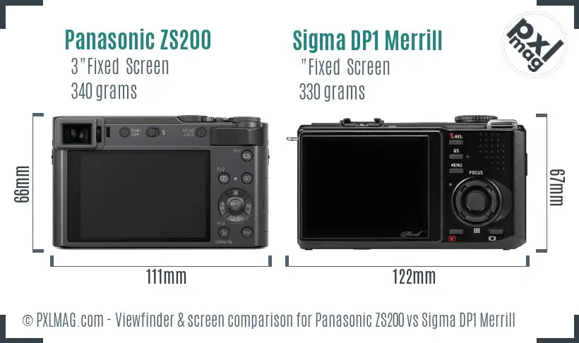 Panasonic ZS200 vs Sigma DP1 Merrill Screen and Viewfinder comparison