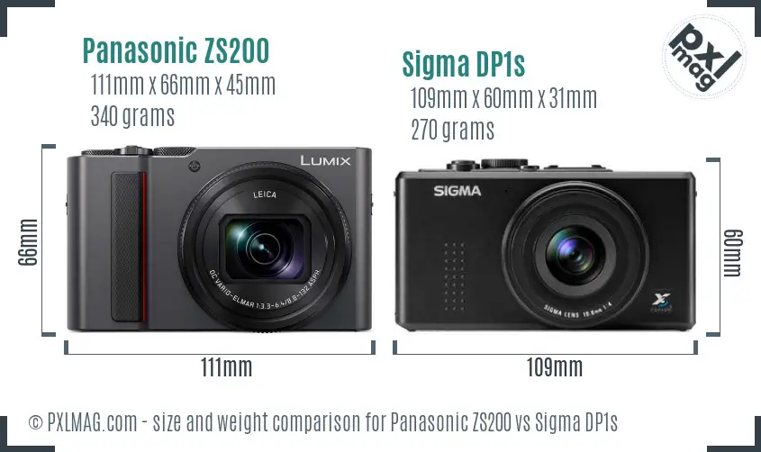 Panasonic ZS200 vs Sigma DP1s size comparison