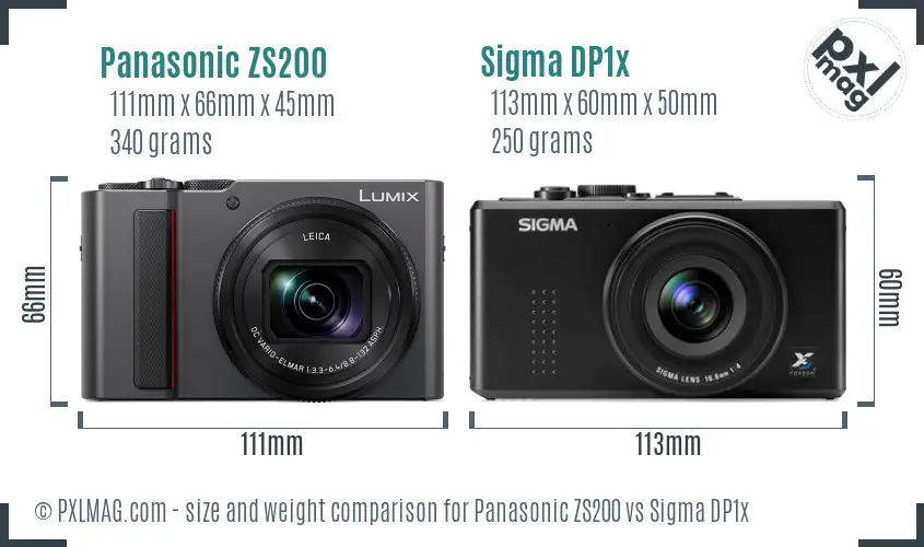 Panasonic ZS200 vs Sigma DP1x size comparison