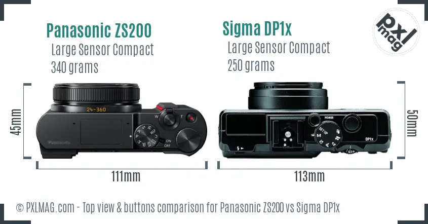 Panasonic ZS200 vs Sigma DP1x top view buttons comparison