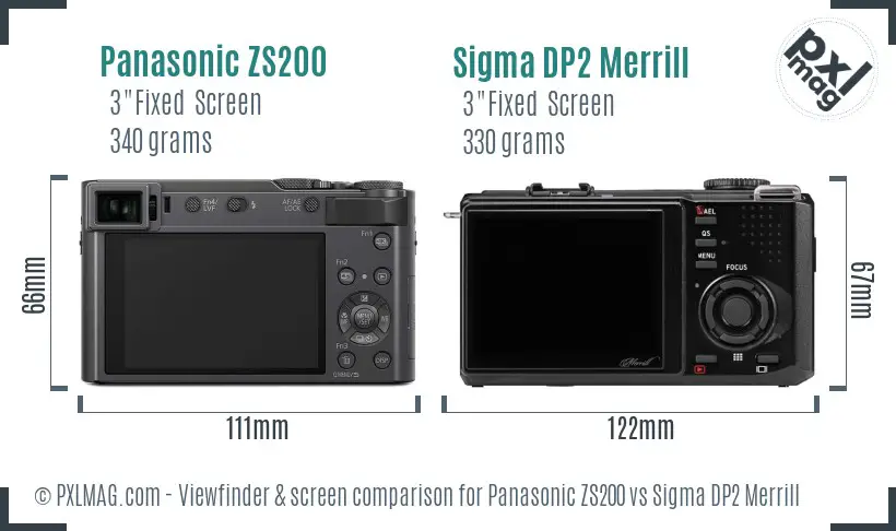 Panasonic ZS200 vs Sigma DP2 Merrill Screen and Viewfinder comparison