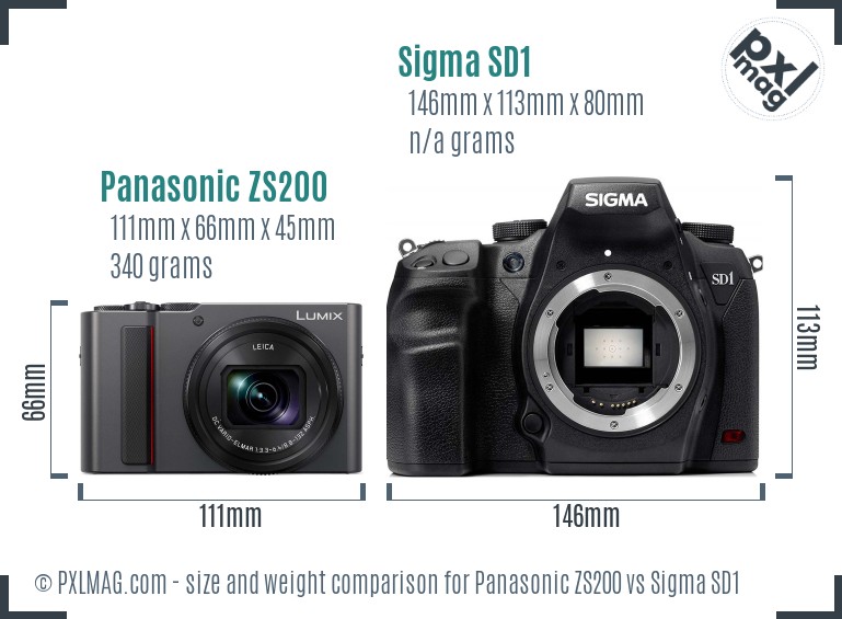 Panasonic ZS200 vs Sigma SD1 size comparison Panasonic ZS200 vs Sigma SD1 size comparison