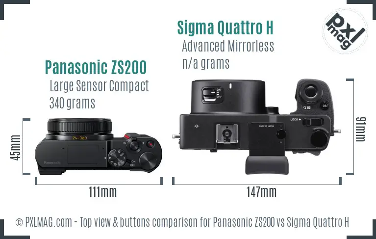 Panasonic ZS200 vs Sigma Quattro H top view buttons comparison