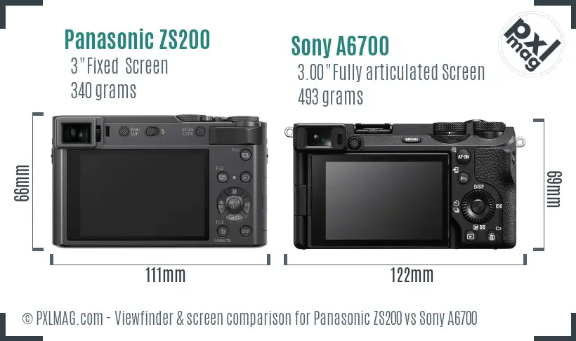 Panasonic ZS200 vs Sony A6700 Screen and Viewfinder comparison Panasonic ZS200 vs Sony A6700 Screen and Viewfinder comparison