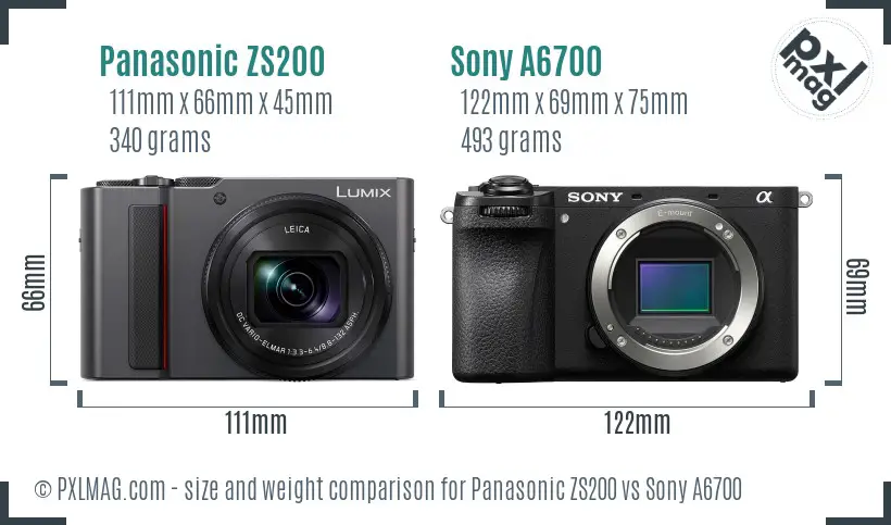 Panasonic ZS200 vs Sony A6700 size comparison Panasonic ZS200 vs Sony A6700 size comparison