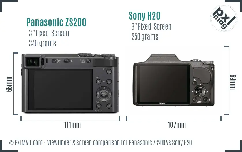 Panasonic ZS200 vs Sony H20 Screen and Viewfinder comparison