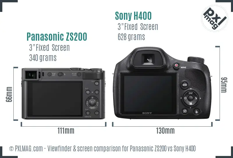 Panasonic ZS200 vs Sony H400 Screen and Viewfinder comparison