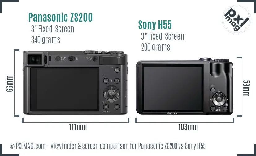Panasonic ZS200 vs Sony H55 Screen and Viewfinder comparison