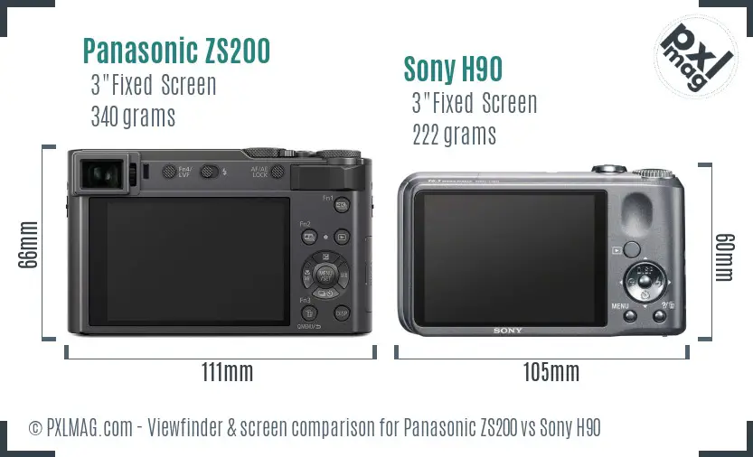 Panasonic ZS200 vs Sony H90 Screen and Viewfinder comparison