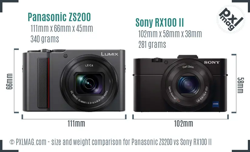 Panasonic ZS200 vs Sony RX100 II size comparison