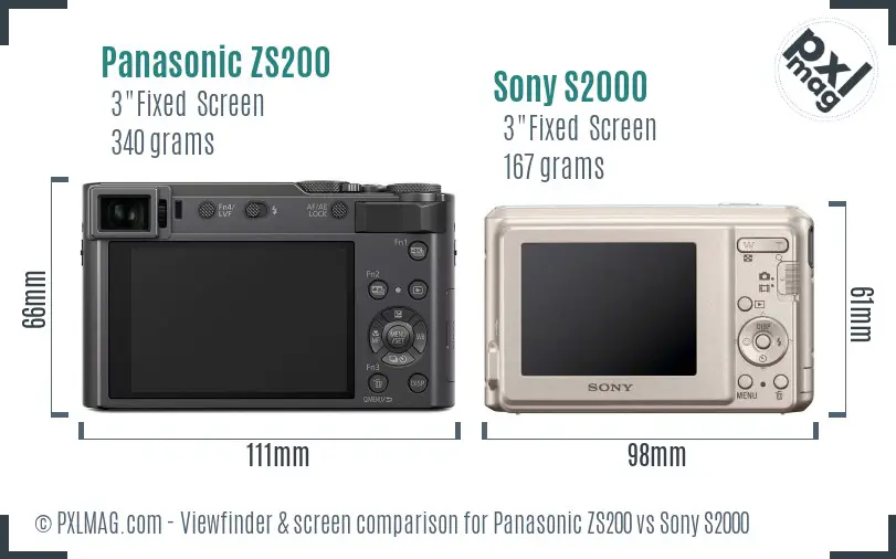 Panasonic ZS200 vs Sony S2000 Screen and Viewfinder comparison Panasonic ZS200 vs Sony S2000 Screen and Viewfinder comparison