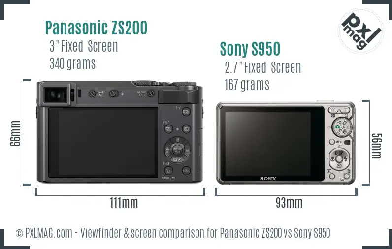 Panasonic ZS200 vs Sony S950 Screen and Viewfinder comparison Panasonic ZS200 vs Sony S950 Screen and Viewfinder comparison