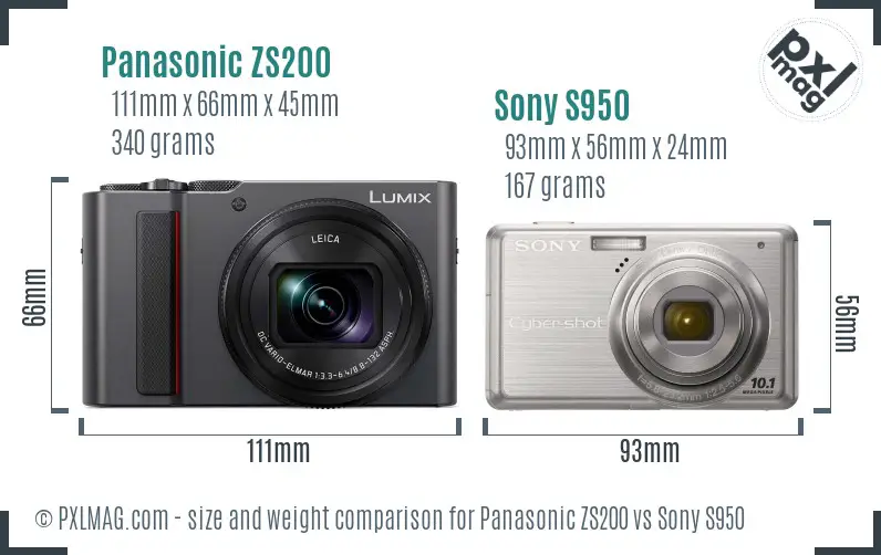 Panasonic ZS200 vs Sony S950 size comparison Panasonic ZS200 vs Sony S950 size comparison