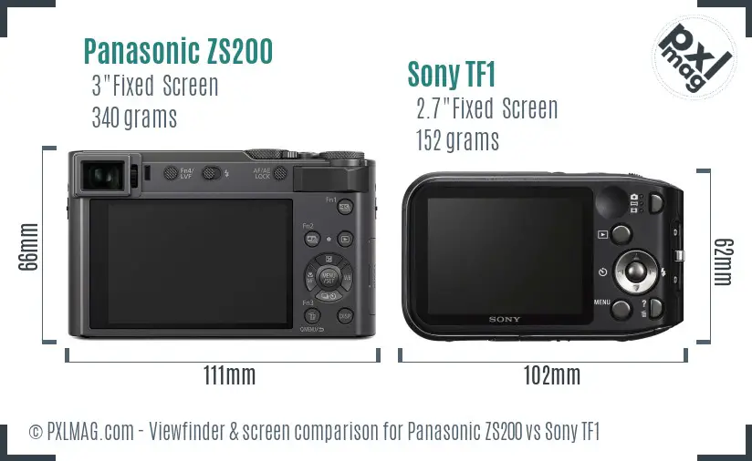 Panasonic ZS200 vs Sony TF1 Screen and Viewfinder comparison
