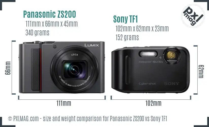 Panasonic ZS200 vs Sony TF1 size comparison