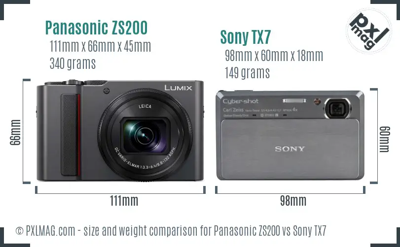 Panasonic ZS200 vs Sony TX7 size comparison