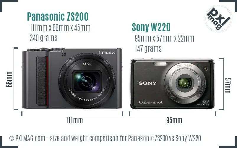 Panasonic ZS200 vs Sony W220 size comparison