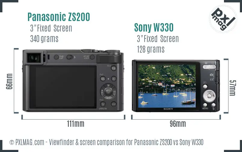 Panasonic ZS200 vs Sony W330 Screen and Viewfinder comparison Panasonic ZS200 vs Sony W330 Screen and Viewfinder comparison