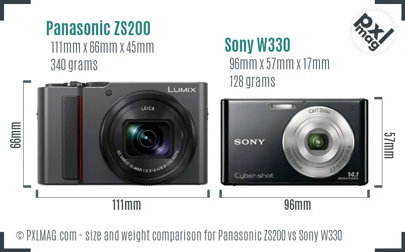 Panasonic ZS200 vs Sony W330 size comparison Panasonic ZS200 vs Sony W330 size comparison