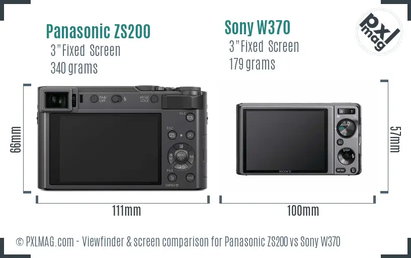 Panasonic ZS200 vs Sony W370 Screen and Viewfinder comparison Panasonic ZS200 vs Sony W370 Screen and Viewfinder comparison