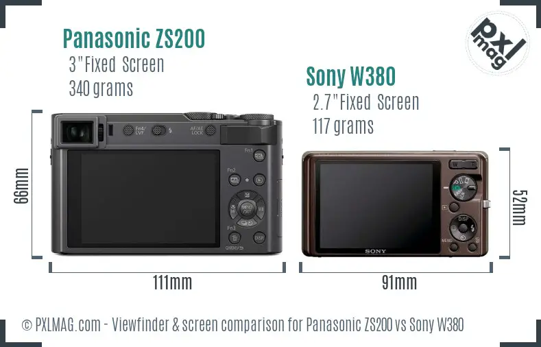 Panasonic ZS200 vs Sony W380 Screen and Viewfinder comparison Panasonic ZS200 vs Sony W380 Screen and Viewfinder comparison