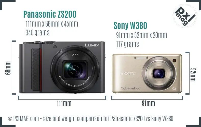 Panasonic ZS200 vs Sony W380 size comparison Panasonic ZS200 vs Sony W380 size comparison