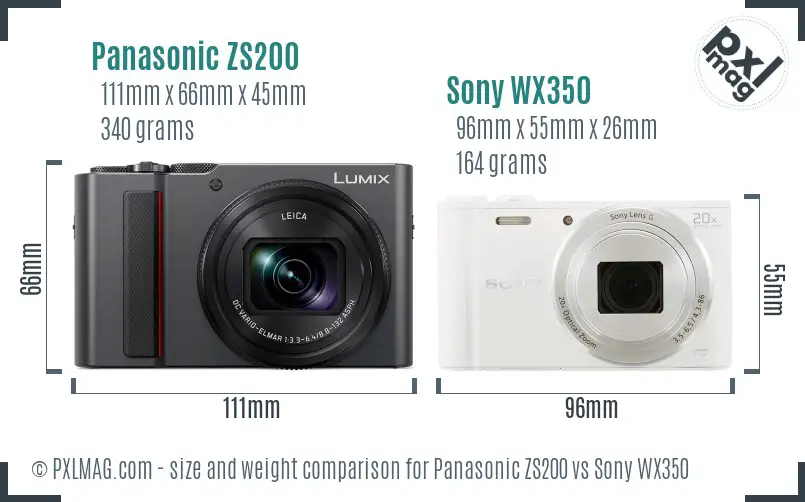 Panasonic ZS200 vs Sony WX350 size comparison