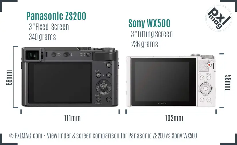 Panasonic ZS200 vs Sony WX500 Screen and Viewfinder comparison Panasonic ZS200 vs Sony WX500 Screen and Viewfinder comparison