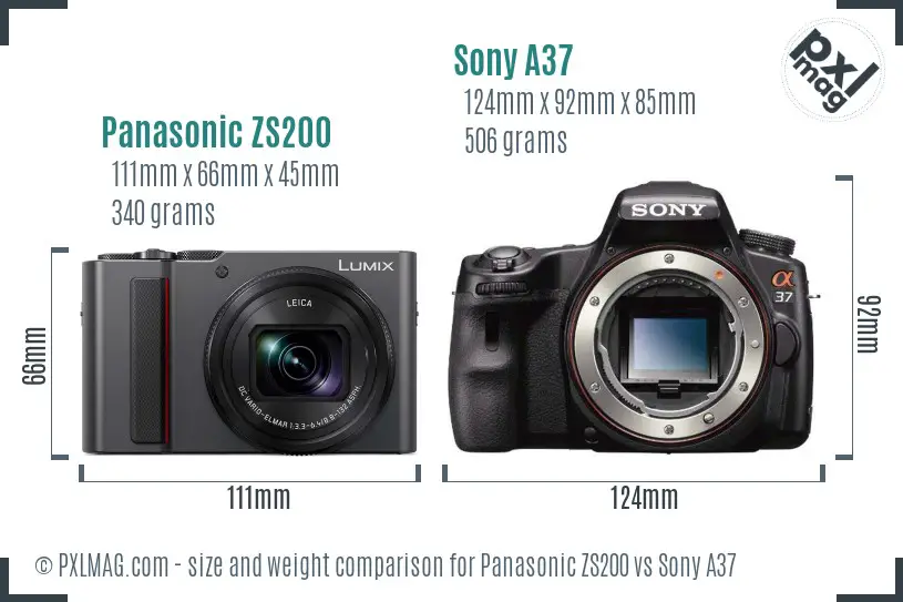 Panasonic ZS200 vs Sony A37 size comparison Panasonic ZS200 vs Sony A37 size comparison